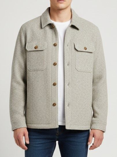 AT.P.CO Orlando Overshirt – Herringbone – Wolblend - Ecru