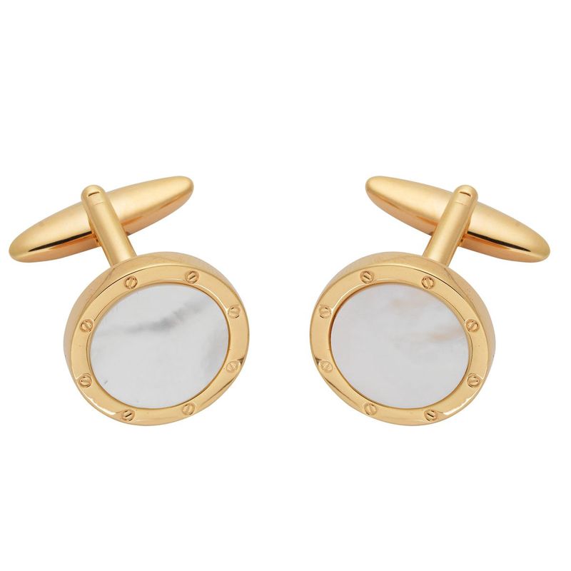 Manchetknopen Goudkleurig met Parelmoer Inleg