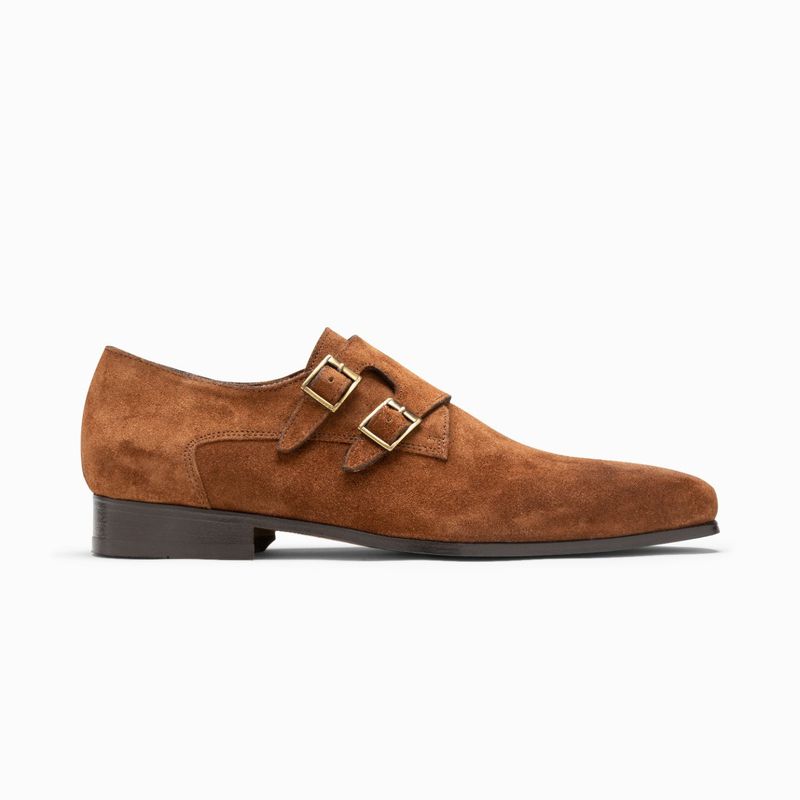 Cognac Suede Heren schoenen Monkstrap Paulo Bellini