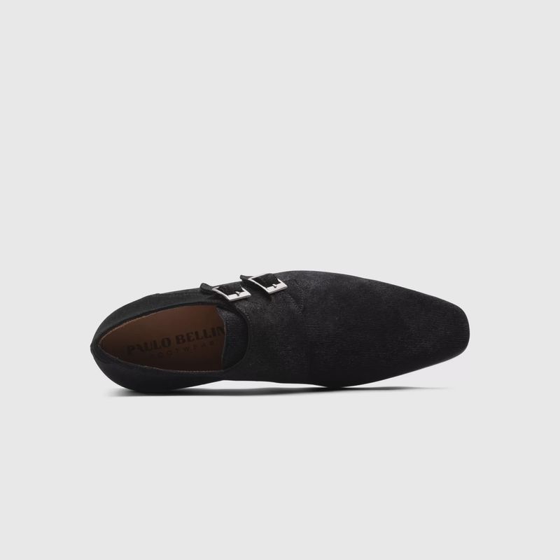 Zwart Suede Heren schoenen Monkstrap Paulo Bellini