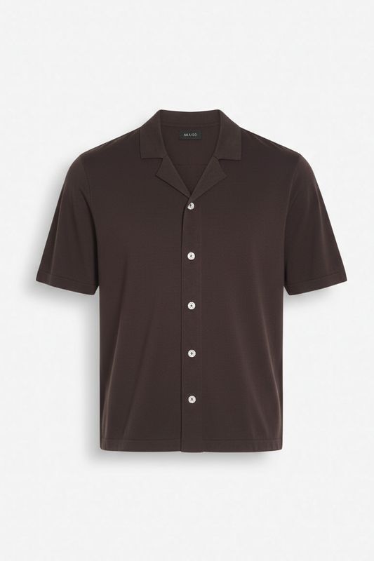 AT.P.CO Havana Resort Shirt – Donkerbruin – 100% Knitted Katoen