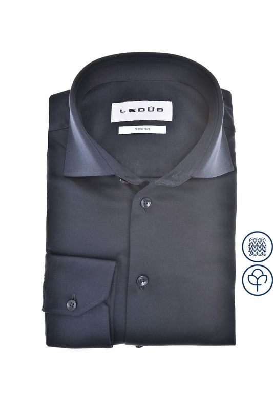 Ledûb Luxury Knit Overhemd – Donkerblauw Slim Fit