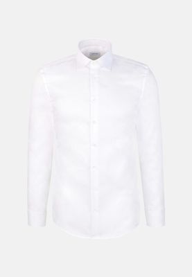 Seidensticker Slim Fit Overhemd - Wit Côtelé - 01.849888 01