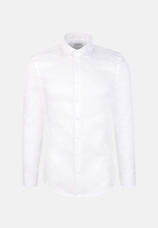 Seidensticker Slim Fit Overhemd - Wit Côtelé - 01.849888 01