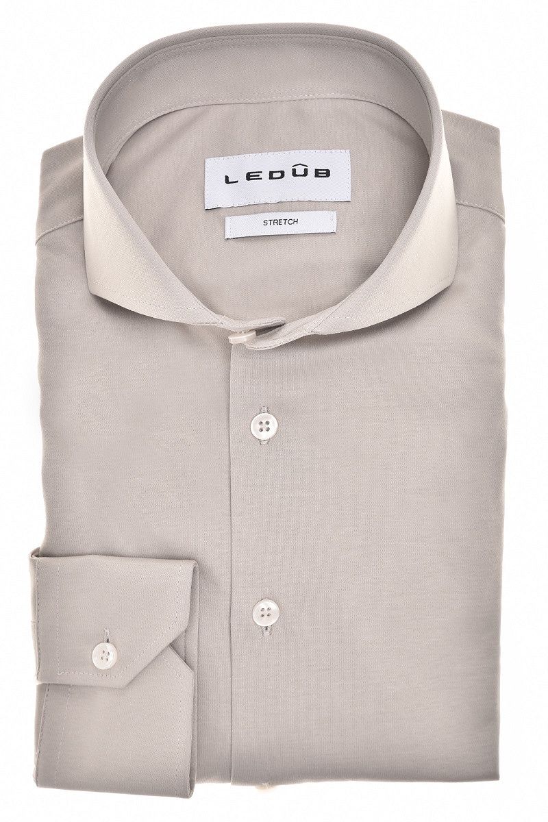 Ledûb Luxury Knit Overhemd – Lichtgrijs Slim Fit