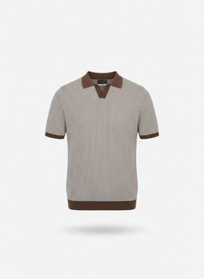 AT.P.CO Spiga Gebreide Polo – Bruin/Beige – 100% Katoen