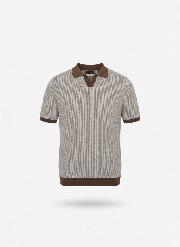 AT.P.CO Spiga Gebreide Polo – Bruin/Beige – 100% Katoen