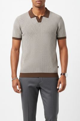 AT.P.CO Spiga Gebreide Polo – Bruin/Beige – 100% Katoen