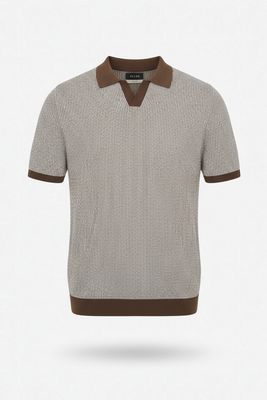 AT.P.CO Spiga Gebreide Polo – Bruin/Beige – 100% Katoen