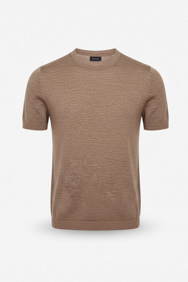 AT.P.CO Safa T-Shirt – Bruin Melange – 100% Linnen Jersey