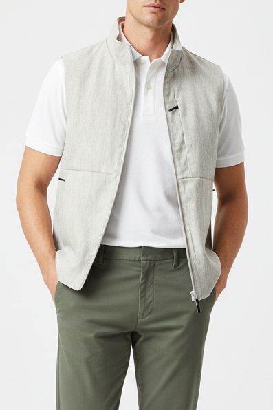 People of Shibuya Ichi Bodywarmer – Lichtbeige – 100% Linnen