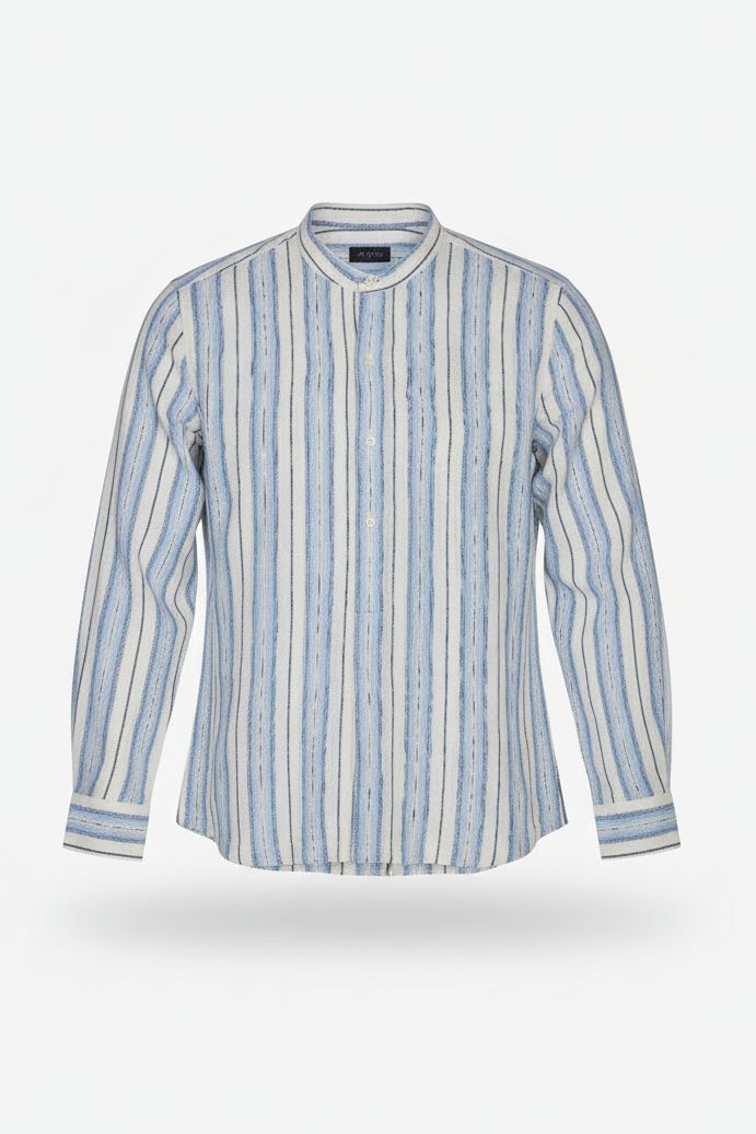 AT.P.CO Florian Polo-Overhemd – Linnen/Katoen – Blauw/Wit Streep