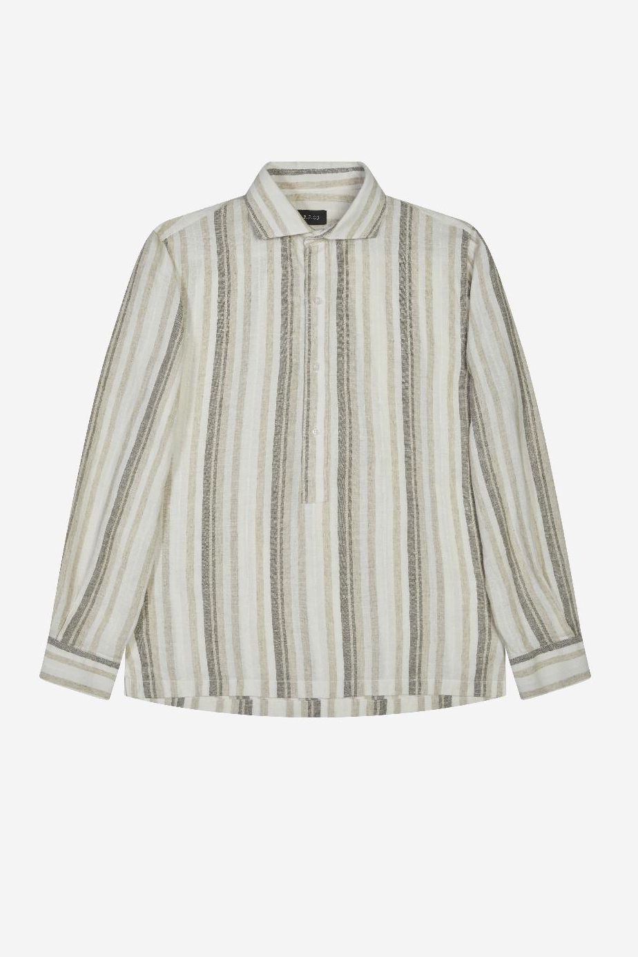 AT.P.CO Kevin Polo-Overhemd – Linnenmix – Beige/Groen Streep
