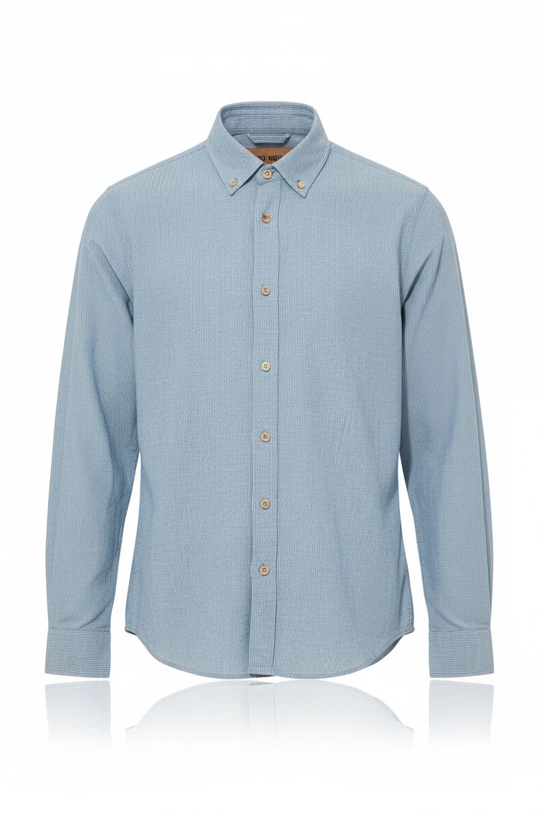 Mos Mosh Gallery Linnen Shirt Theo – Lichtblauw Gestreept