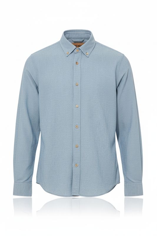 Mos Mosh Gallery Linnen Shirt Theo – Lichtblauw Gestreept