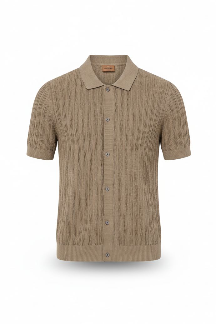 Mos Mosh Gallery Knitted Polo Dario  – Zand