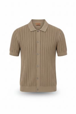 Mos Mosh Gallery Knitted Polo Dario  – Zand