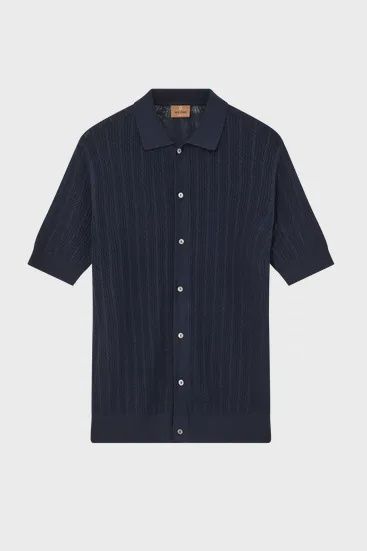 Mos Mosh Gallery Knitted Polo Dario – Navy