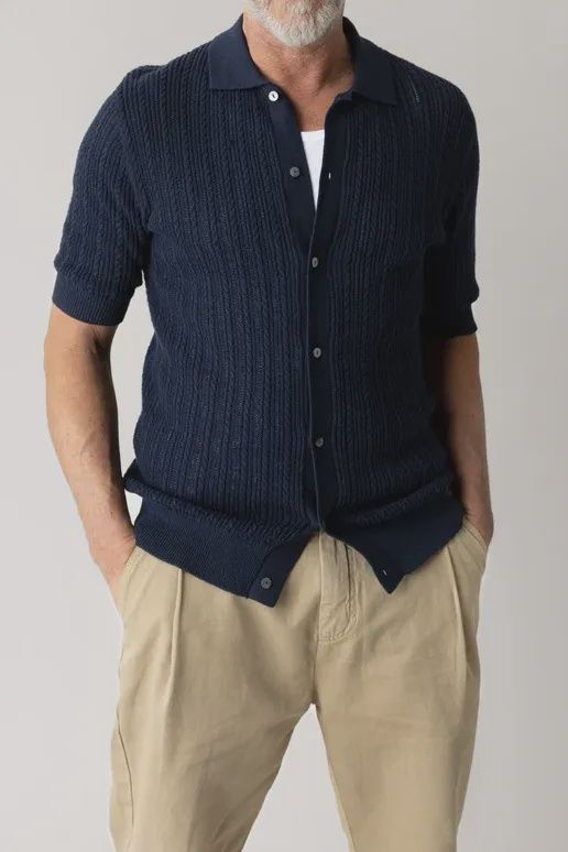 Mos Mosh Gallery Knitted Polo Dario – Navy