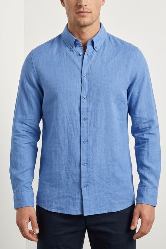 Mos Mosh Linnen Overhemd Theo  – Blauw – 100% Linnen