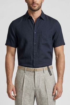 Mos Mosh Linnen Overhemd Theo – Navy – 100% Linnen