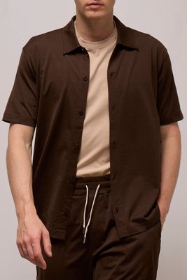 Wool &amp; Co Polo Shirt – Donkerbruin – Gemerceriseerd Katoen