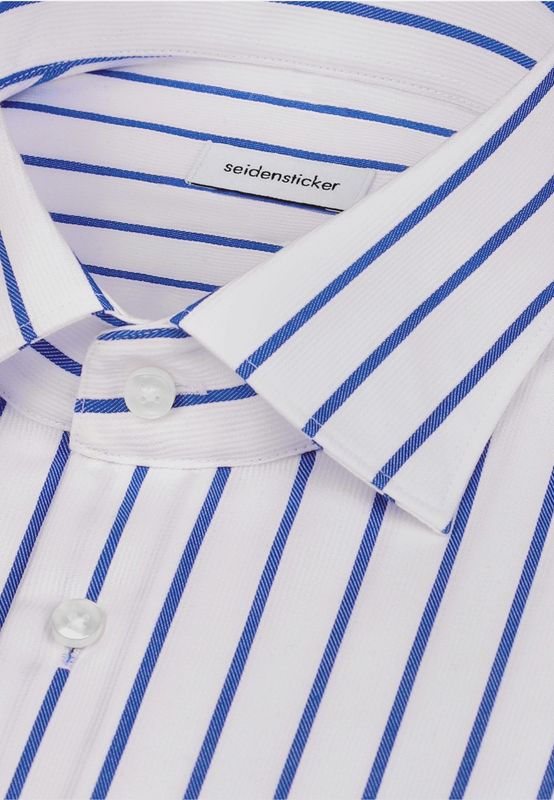 Seidensticker Slim Fit Overhemd – Blauw/Wit Gestreept – 01.849889-15