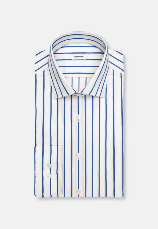 Seidensticker Slim Fit Overhemd – Blauw/Wit Gestreept – 01.849889-15