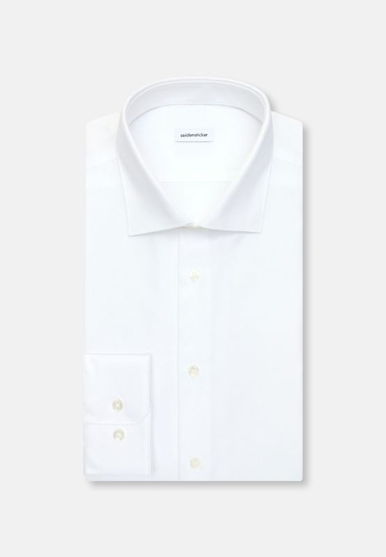 Seidensticker Overhemd Regular Fit – Wit Wit Côtelé - 01.849922-01