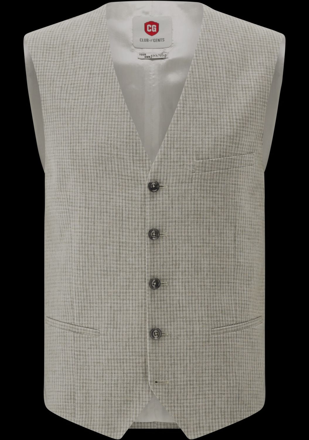 Gilet – Beige Geruit – Slim Fit