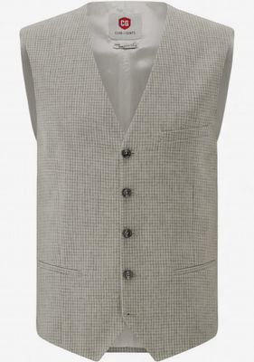 Gilet – Beige Geruit – Slim Fit