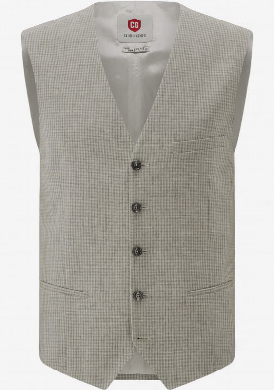 Gilet – Beige Geruit – Slim Fit