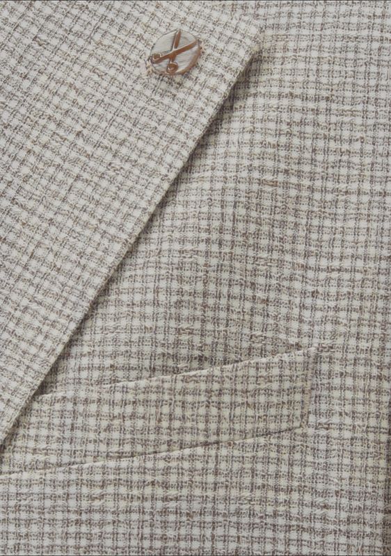 Colbert – Beige Melange – Half gevoerd Wolstretch