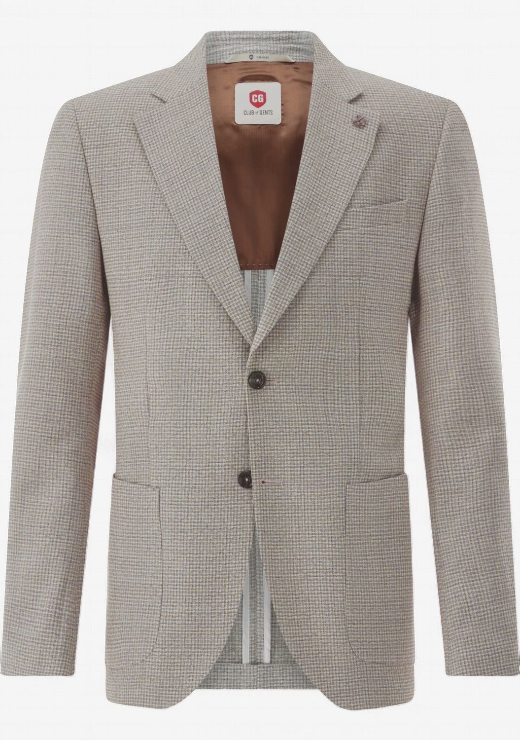 Colbert – Beige Melange – Half gevoerd Wolstretch