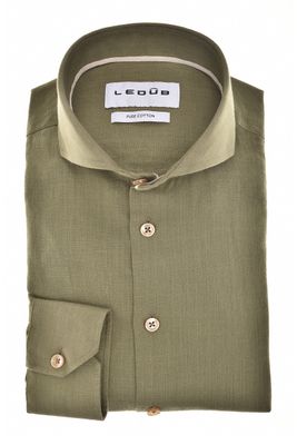 Ledûb Overhemd – Middengroen - Puur Katoen - Modern Fit