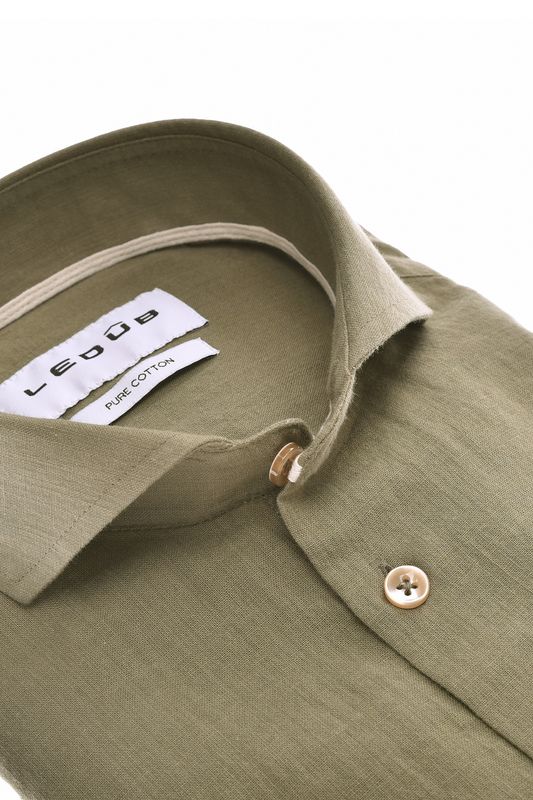 Ledûb Overhemd – Middengroen - Puur Katoen - Modern Fit