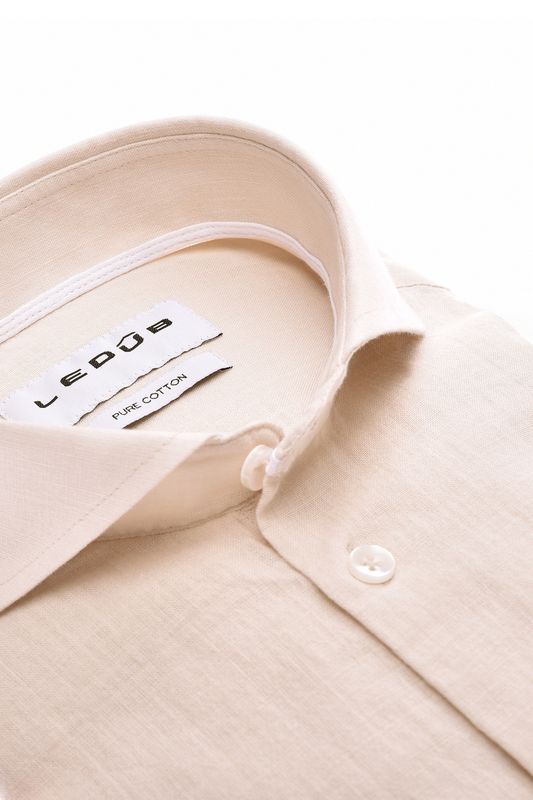 Ledûb Overhemd - Lichtbeige - Puur Katoen - Modern Fit