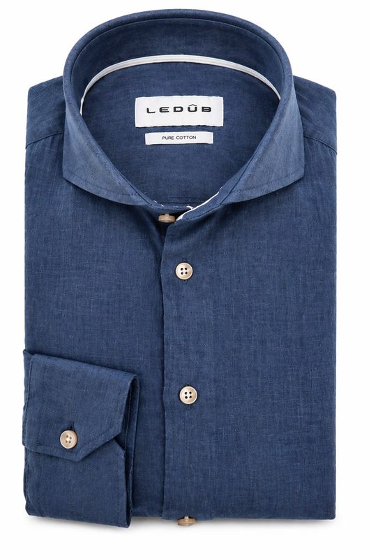 Ledûb Overhemd – Bahama Blauw - Puur Katoen - Modern Fit