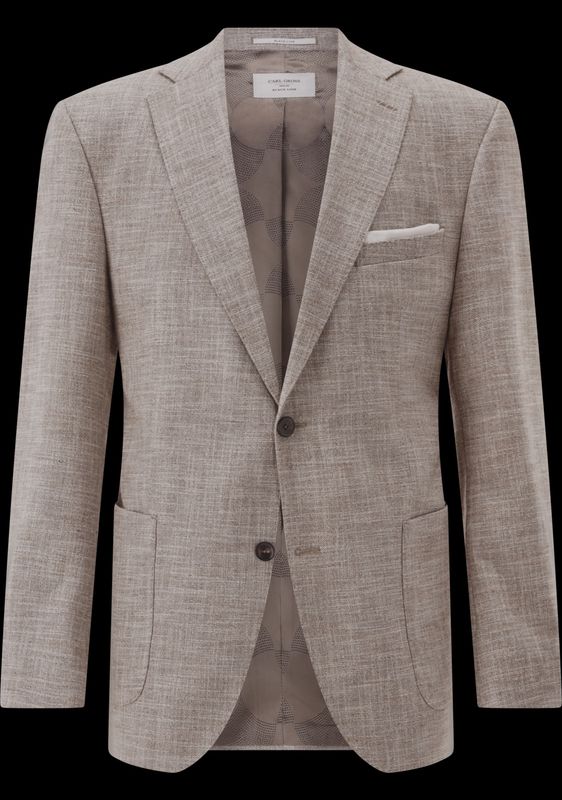 Carlo Barbera - Beige Gemeleerd Colbert - Katoen Zijde Wol
