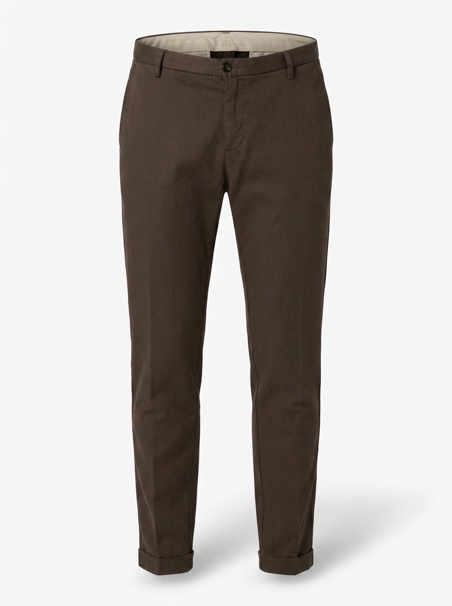 AT.P.CO Cacaobruin Haringbone Chino – Slim Fit – Katoen Linnen