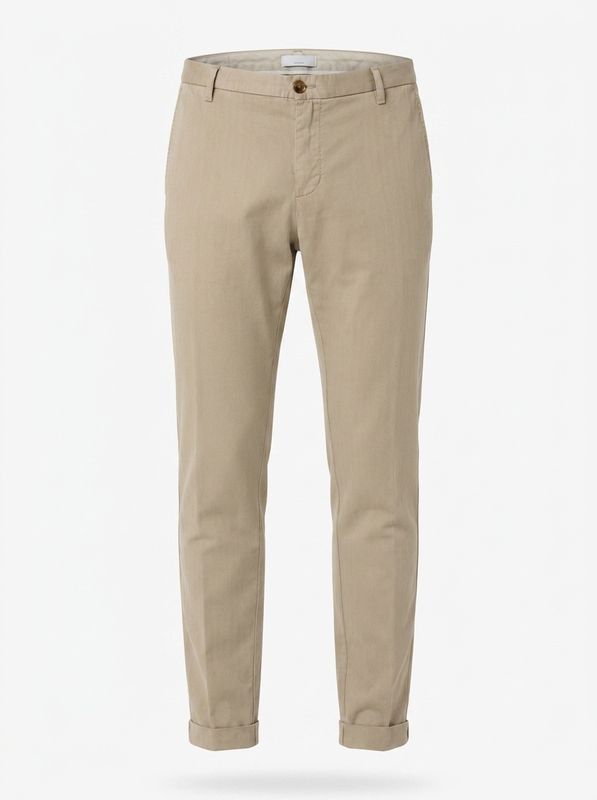 AT.P.CO Zand Haringbone Chino – Slim Fit – Katoen Linnen