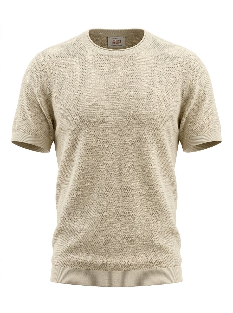 BOB Company Gebreid T-shirt Cross – Beige – 100%  Ice Cotton