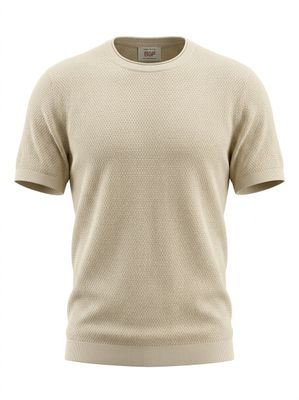 BOB Company Gebreid T-shirt Cross – Beige – 100%  Ice Cotton
