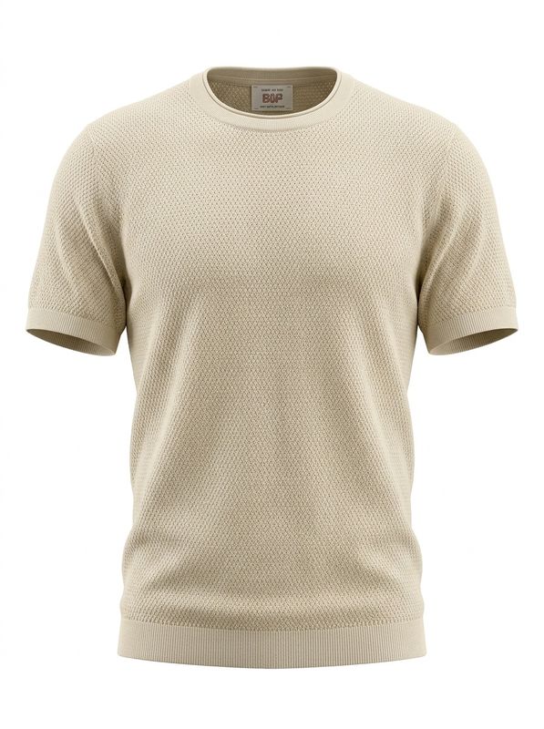 BOB Company Gebreid T-shirt Cross – Beige – 100%  Ice Cotton