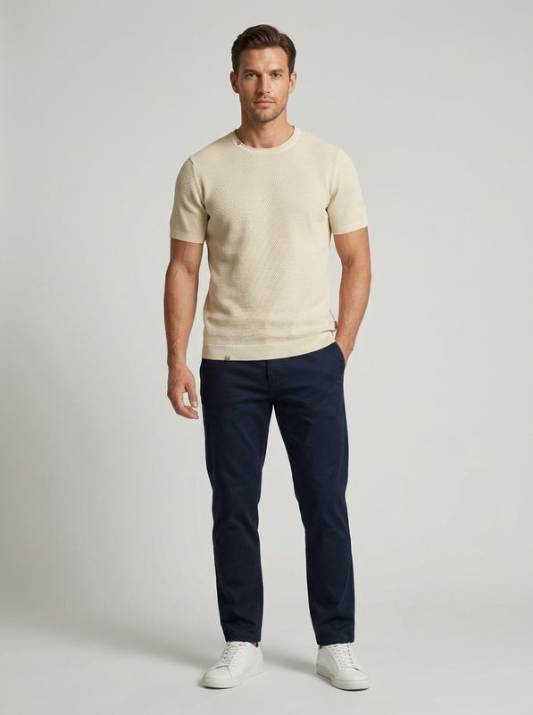 BOB Company Gebreid T-shirt Cross – Beige – 100%  Ice Cotton