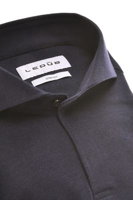Ledûb Luxury Knit Longleeve Polo– Donkerblauw Slim Fit