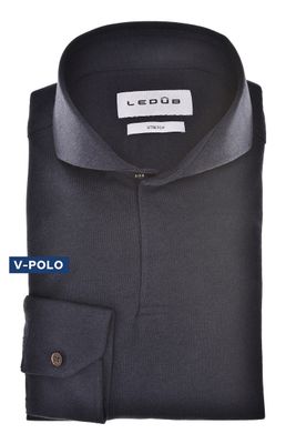 Ledûb Luxury Knit Longleeve Polo– Donkerblauw Slim Fit