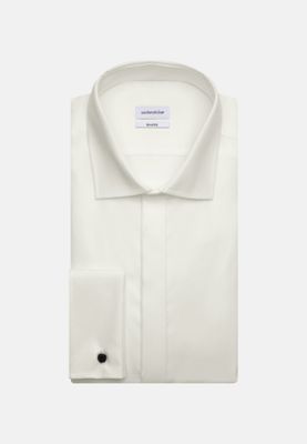Trouwoverhemd – Regular Fit – Blinde Sluiting – Gebroken Wit – Twill