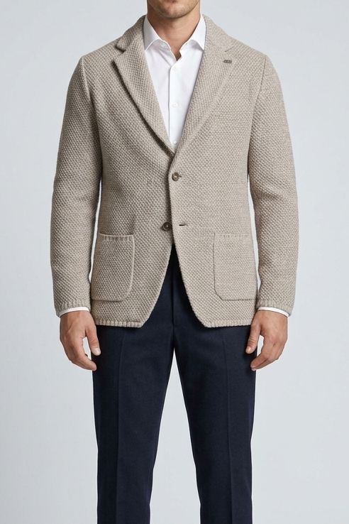 BOB Company Beverly – Gebreid Colbert Donkerzand – Wol-Alpacamix