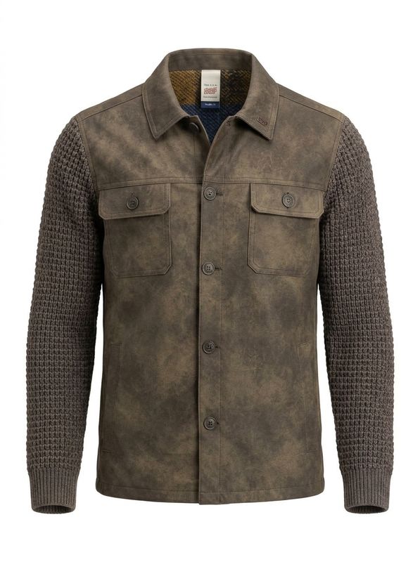 BOB Company Desk Overshirt – Fango – Suède-look met Gebreide Mouwen